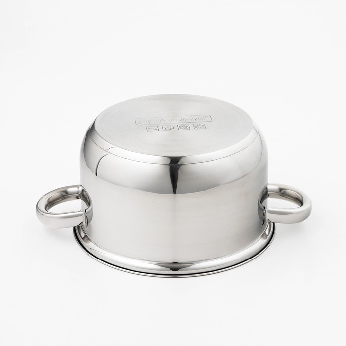 Кастрюля с крышкой из нержавеющей стали Доляна «Классика», 2,2 л, d=19 см, капсульное дно Кастрюля с крышкой из нержавеющей стали Доляна «Классика», 2,2 л, d=19 см, капсульное дно