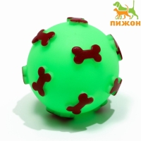 Игрушка пищащая "Мяч Косточки" для собак, 5,5 см, зеленая