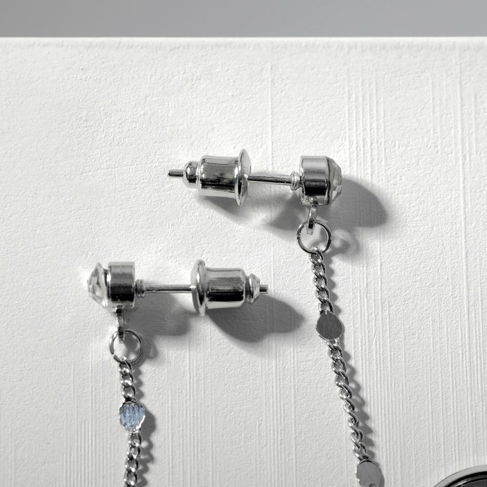 Серьги висячие со стразами «Чувства» кольца, цвет белый в серебре, 5,5 см Серьги висячие со стразами «Чувства» кольца, цвет белый в серебре, 5,5 см