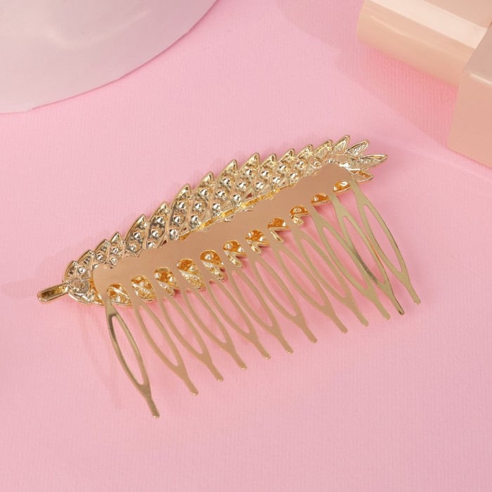 Гребень для волос "Либерти" лепесток блеск, 5х8 см, золото