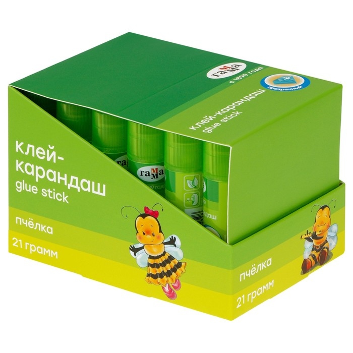Клей-карандаш ПВП 21 г, Гамма Клей-карандаш ПВП 21 г, Гамма "Пчелка", прозрачный 1392022.21