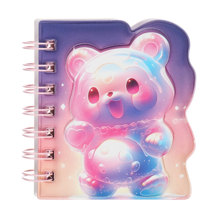 Записная книжка подарочная на гребне 80л,линия, цветной блок,обложка ПВХ 3D Мишка(10х10,5см) 10539 Записная книжка подарочная на гребне 80л,линия, цветной блок,обложка ПВХ 3D Мишка(10х10,5см) 10539