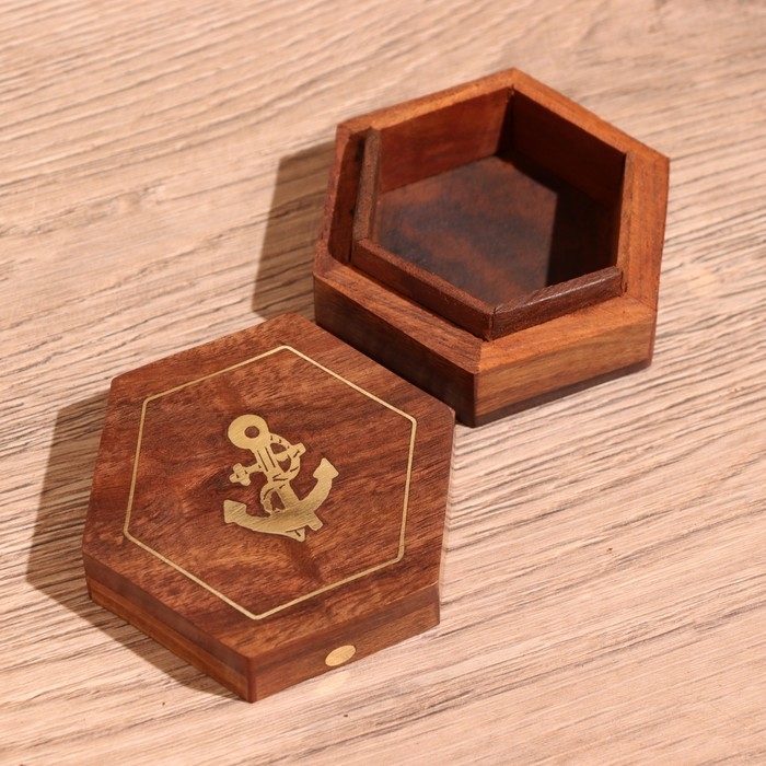 Шкатулка  Шкатулка "Якорь" 8,5х7,5х3,5 см, дерево шишам