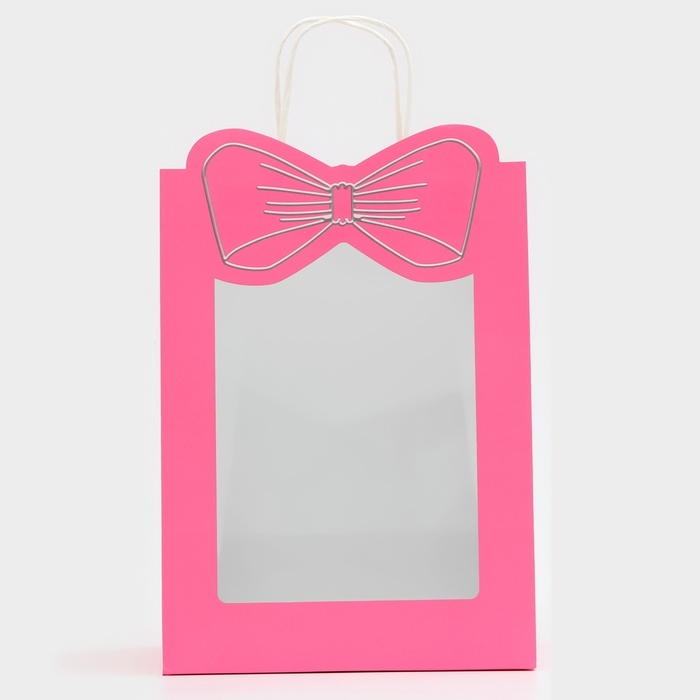 Пакет подарочный новогодний с окном Пакет подарочный новогодний с окном "Бант" 30 х 22 х 14 см.