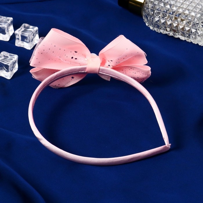 Ободок для волос  Ободок для волос "Малышка" 1 см ушки, блеск, розовый