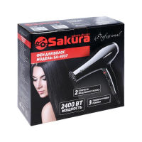 Фен Sakura SA-4037BK, 2400 Вт, 2 скорости, 3 температурных режима, чёрный