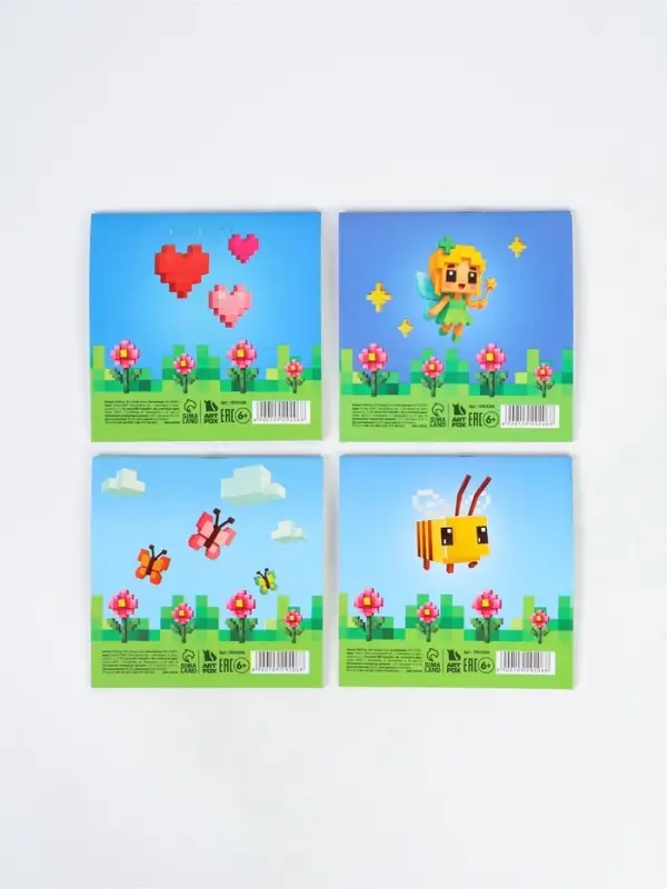 Блокнот 10х10см, 16 л. МИКС "Пиксели"