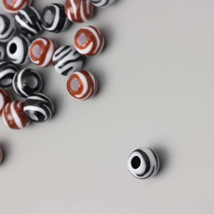 Бусины для творчества пластик Бусины для творчества пластик "Шар зебра" набор 20 гр1,2х1,2х1,2 см