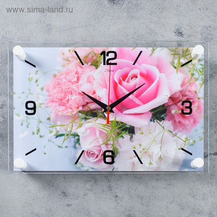 Часы настенные: Цветы,  Часы настенные: Цветы, "Нежные розы", бесшумные, 20 х 30 см