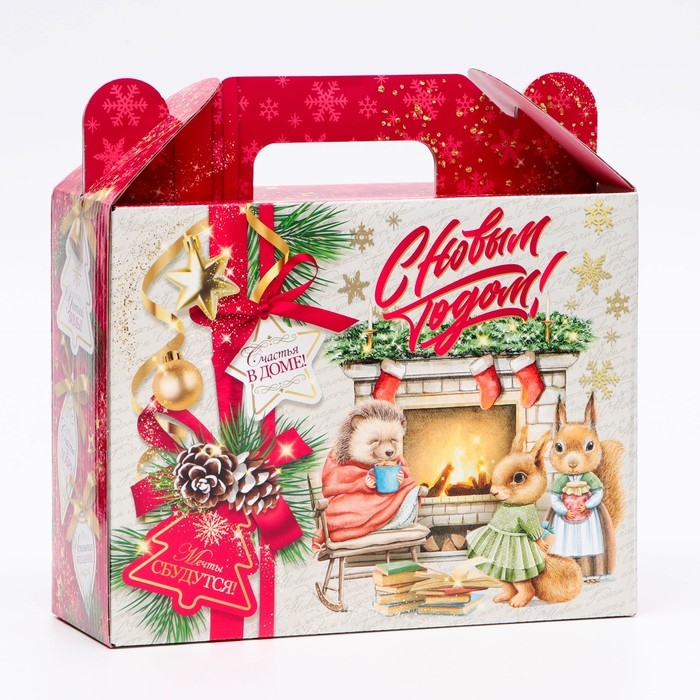 Новый год. Подарочная коробка новогодняя Добрые традиции 23 х 8,5 х 23 см. Новый год. Подарочная коробка новогодняя Добрые традиции 23 х 8,5 х 23 см.