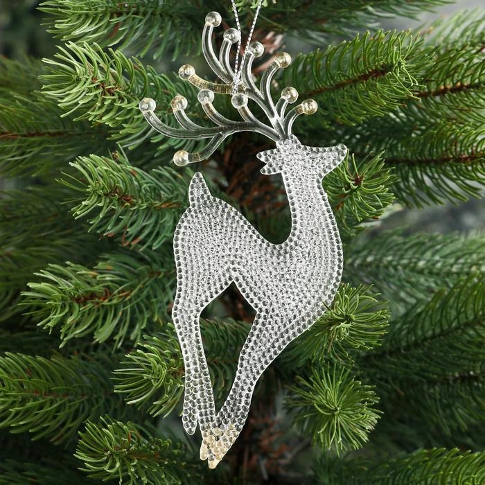 Украшение ёлочное Украшение ёлочное "Грациозный олень" (набор 2 шт) 8х17,5 см, прозрачно-золотой