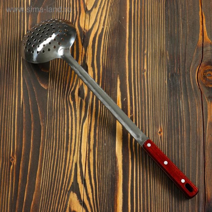 Шумовка для казана узбекская 46см, глубокая, с деревянной ручкой Шумовка для казана узбекская 46см, глубокая, с деревянной ручкой