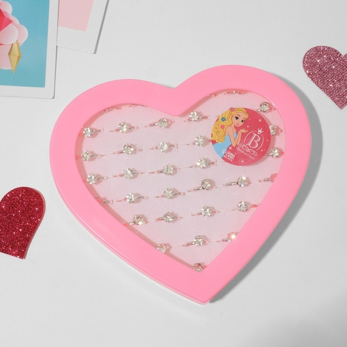 Кольца детские набор 36 шт. «Выбражулька» бриллиант, как у мамы, цвет белый в серебре Кольца детские набор 36 шт. «Выбражулька» бриллиант, как у мамы, цвет белый в серебре