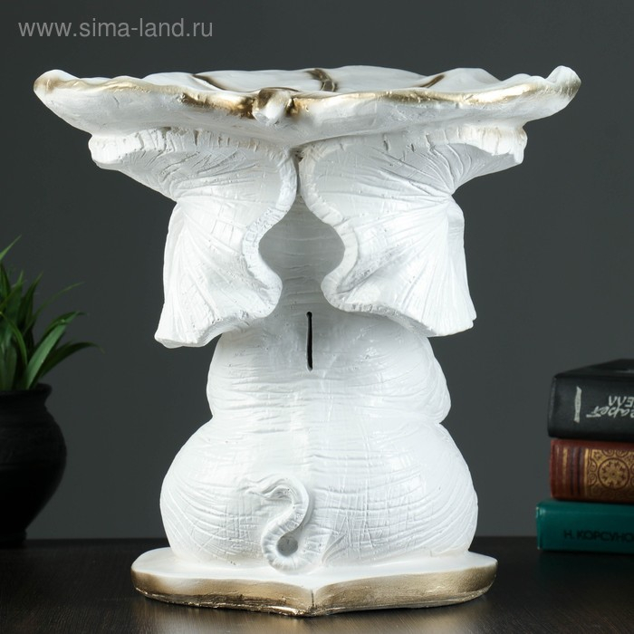 Копилка Копилка "Слон сидя с листком" белое золото, 28х29х29см