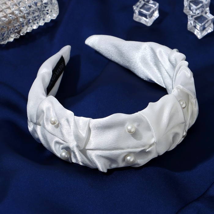 Ободок для волос Ободок для волос "Юнона" бусинки, 5 см, белый