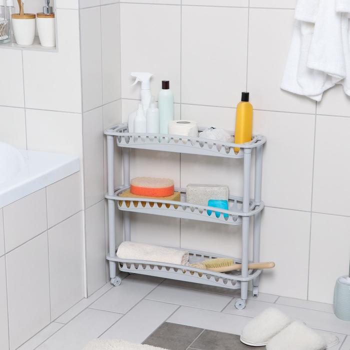 Этажерка напольная узкая 3-х секционная Бытпласт «Джулия», на колёсиках, цвет МИКС Этажерка напольная узкая 3-х секционная Бытпласт «Джулия», на колёсиках, цвет МИКС