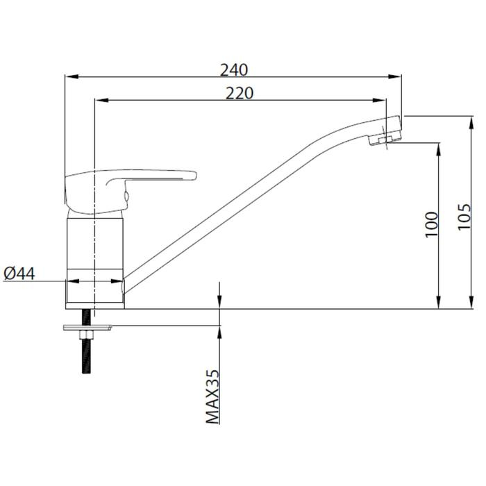 Смеситель для кухни Istok life Standard 0402.716, однорычажный, хром Смеситель для кухни Istok life Standard 0402.716, однорычажный, хром