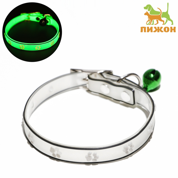 Ошейник Ошейник "Лапки", 28 х 1 см, ОШ 18-24 см, прозрачный/белый