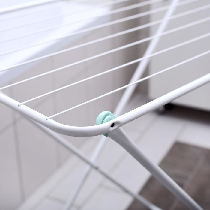 Сушилка для белья напольная складная, рабочая длина 10 м, цвет белый Сушилка для белья напольная складная, рабочая длина 10 м, цвет белый