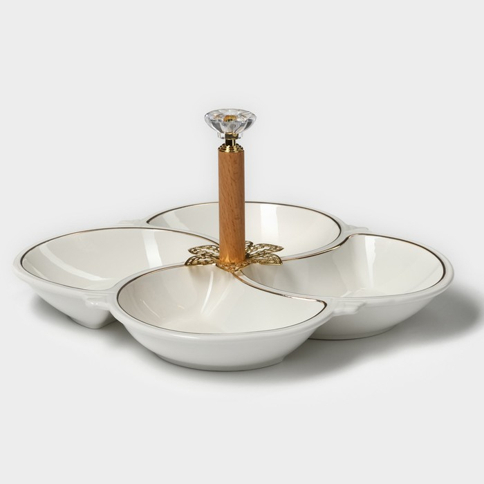 Менажница керамическая 4 ячейки «Богема», 21×3,3 см, цвет белый