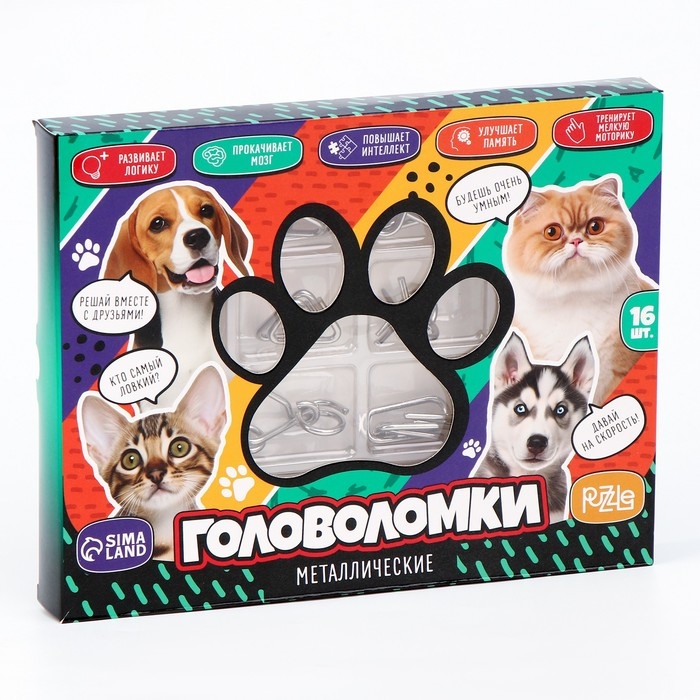 Металлические головоломки 16 шт Металлические головоломки 16 шт "Звери"