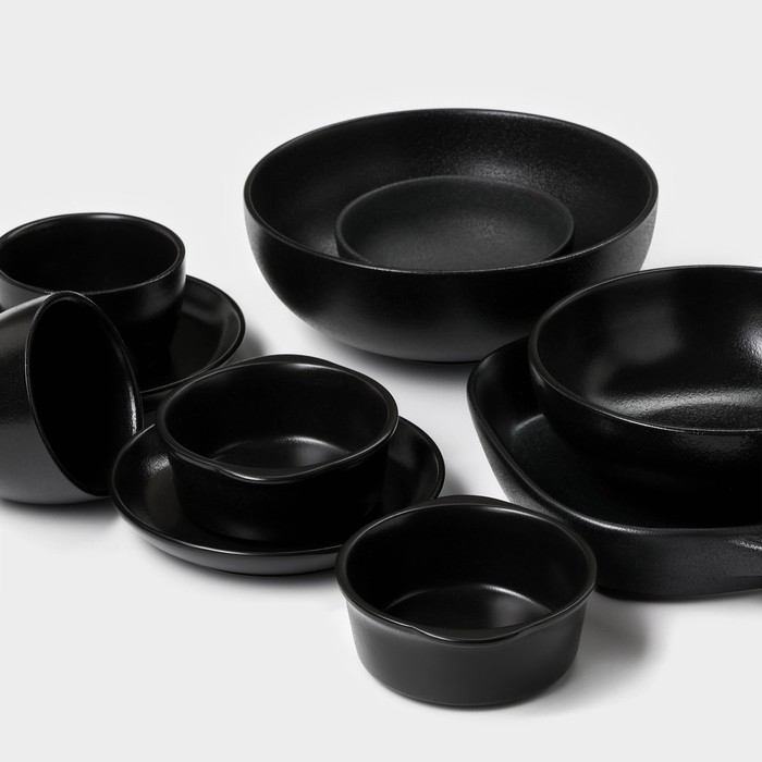 Набор салатников керамических Magistro Carbon, 3 предмета: d=11/16/19,5 см, 250/650/1,2 л Набор салатников керамических Magistro Carbon, 3 предмета: d=11/16/19,5 см, 250/650/1,2 л