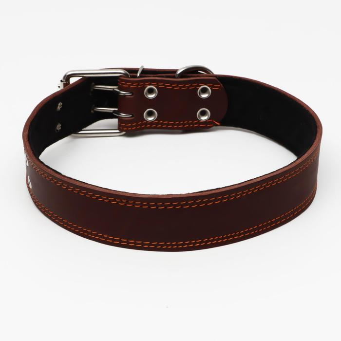 Ошейник кожаный на синтепоне, 82 х 4.5 см, ОШ 50-70 см, коричневый Ошейник кожаный на синтепоне, 82 х 4.5 см, ОШ 50-70 см, коричневый