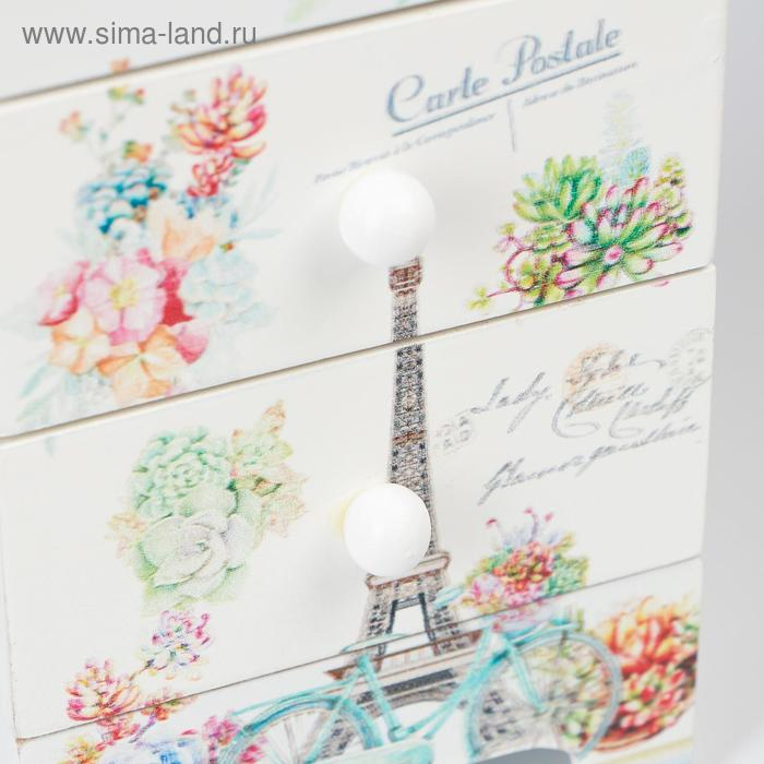 Шкатулка дерево комод 2 ящика  Шкатулка дерево комод 2 ящика "Эйфелева башня и суккуленты" 18,5х7,5х11,8 см