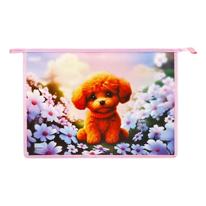 Папка для труда А4, молния сверху, пластиковая, ПТР-22, для девочки, Calligrata  Папка для труда А4, молния сверху, пластиковая, ПТР-22, для девочки, Calligrata "Пушистик"