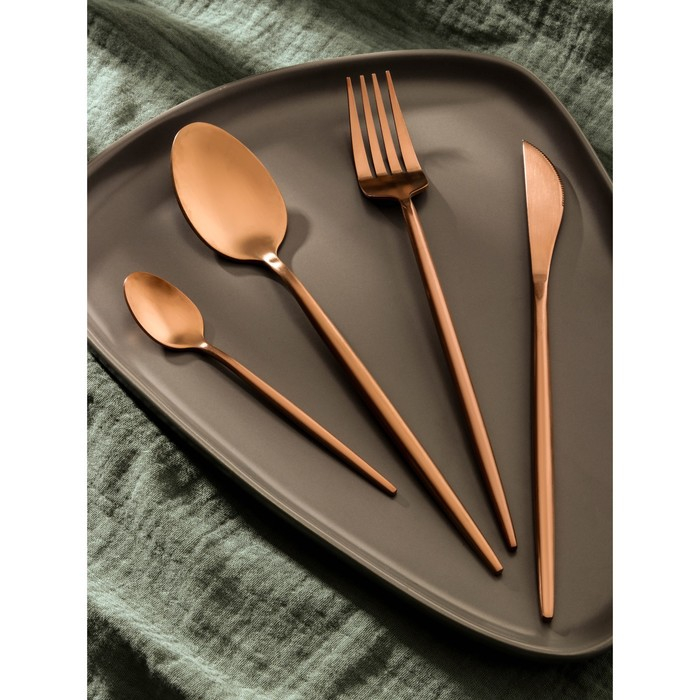Столовые приборы из нержавеющей стали Magistro «Оску базис», 4 предмета, цвет бронзовый Столовые приборы из нержавеющей стали Magistro «Оску базис», 4 предмета, цвет бронзовый