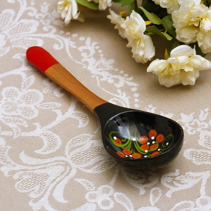 Ложка «Чернушка», салатная, 6×21, хохлома Ложка «Чернушка», салатная, 6×21, хохлома