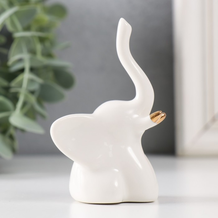 Сувенир керамика Сувенир керамика "Микро слоник" белый с золотом 5,5х4х9 см