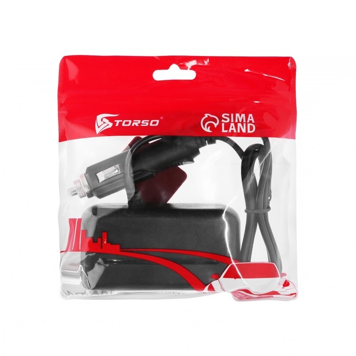 Разветвитель прикуривателя TORSO, 12-24 В, USB 2А, провод 50 см, подсветка Разветвитель прикуривателя TORSO, 12-24 В, USB 2А, провод 50 см, подсветка