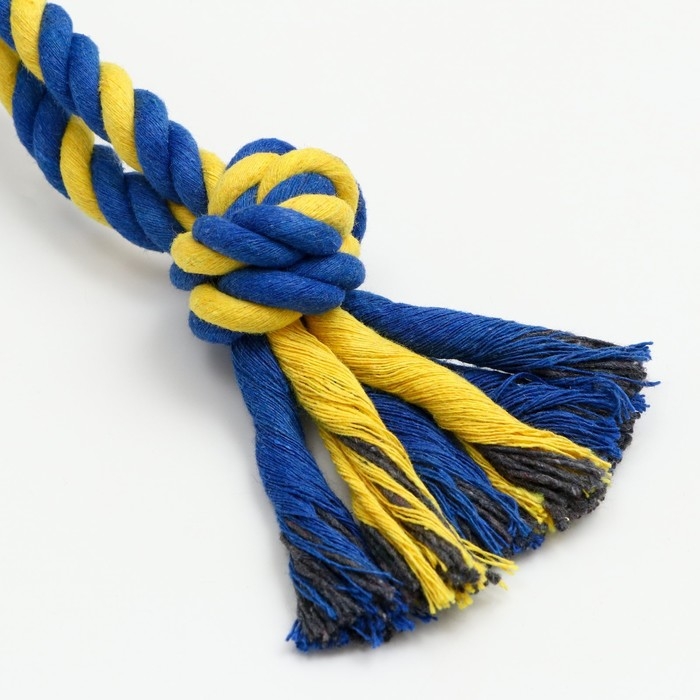 Игрушка-дразнилка канатная для собак, двойная, до 50 см, до 140 г, синяя/жёлтая Игрушка-дразнилка канатная для собак, двойная, до 50 см, до 140 г, синяя/жёлтая