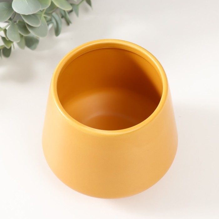 Банка для свечей керамика Банка для свечей керамика "Трапеция" жёлтый 9х9х10 см