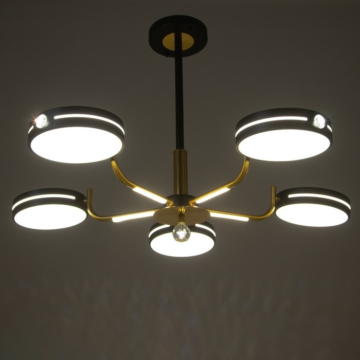 Люстра Люстра "Нестер" 5хLED 130Вт 3000-6000К черно-золотой 80х80х35 см BayerLux