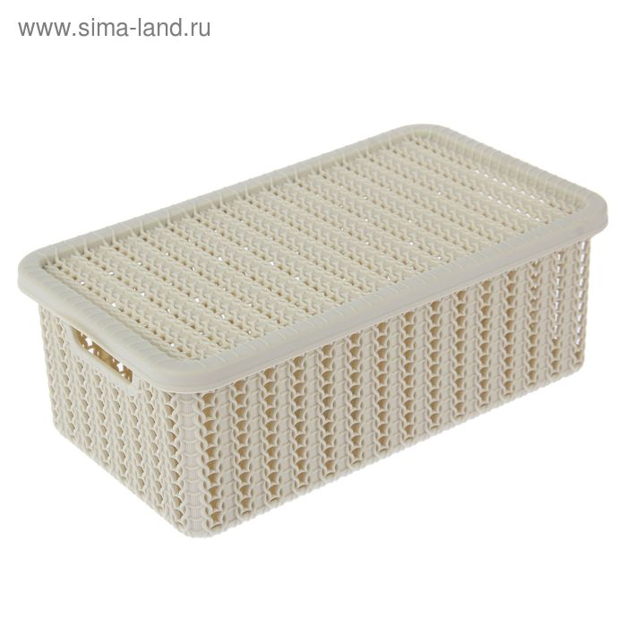 Корзина для хранения с крышкой «Вязание», 3 л, 26,5×15×10 см, цвет белый Корзина для хранения с крышкой «Вязание», 3 л, 26,5×15×10 см, цвет белый