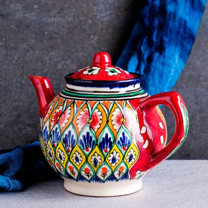 Чайник Риштанская Керамика Чайник Риштанская Керамика "Узоры", 1000 мл, красный