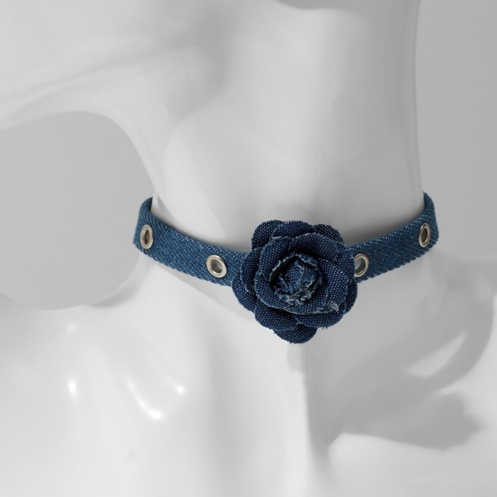 Чокер «Джинс» цветок малый, цвет синий, 36 см Чокер «Джинс» цветок малый, цвет синий, 36 см