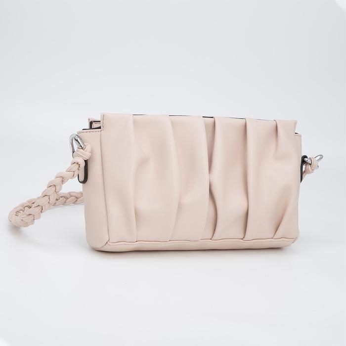 Кросс-боди на молнии, наружный карман, длинный ремень, цвет светло-розовый Кросс-боди на молнии, наружный карман, длинный ремень, цвет светло-розовый