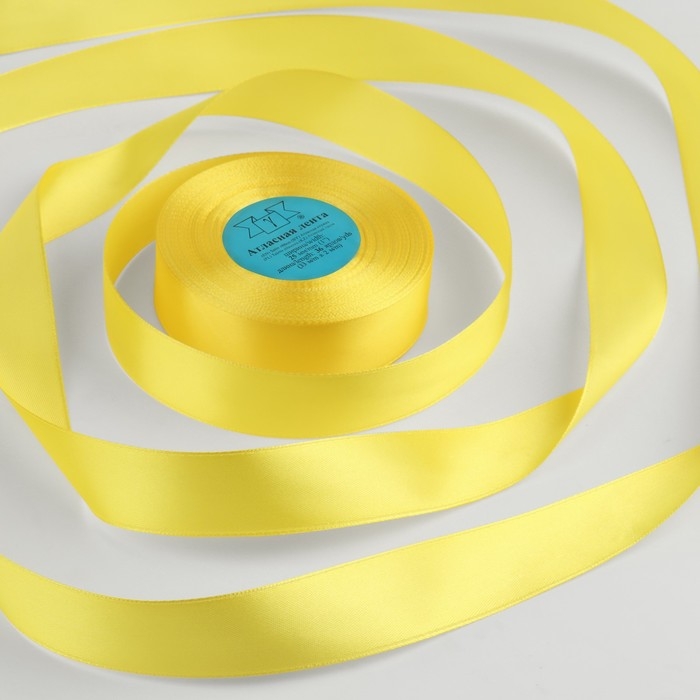Лента атласная, 25 мм &times; 33 &plusmn; 2 м, цвет нежно-жёлтый №117