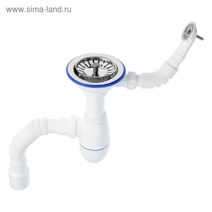 Сифон для мойки Unicorn B426P, 3 1/2 Сифон для мойки Unicorn B426P, 3 1/2"х40 мм, круг.перелив, пласт.ручка, с гофрой 40/50 мм