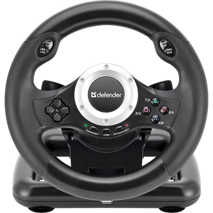 Руль Defender Turbo Pro, проводной, вибрация, для PC, 2 педали, USB Руль Defender Turbo Pro, проводной, вибрация, для PC, 2 педали, USB