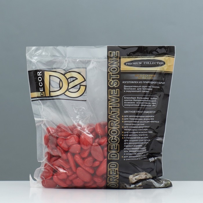 Грунт для аквариума  Грунт для аквариума "Галька цветная,  красная" 800г фр 8-12 мм