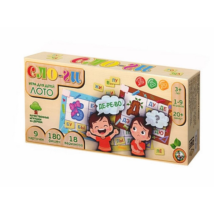 Лото деревянное «Слоги» Лото деревянное «Слоги»