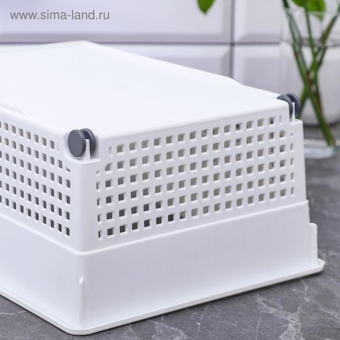 Контейнер для хранения хозяйственный «Лофт», 31×21×12,5 см, на колёсах, цвет белый Контейнер для хранения хозяйственный «Лофт», 31×21×12,5 см, на колёсах, цвет белый