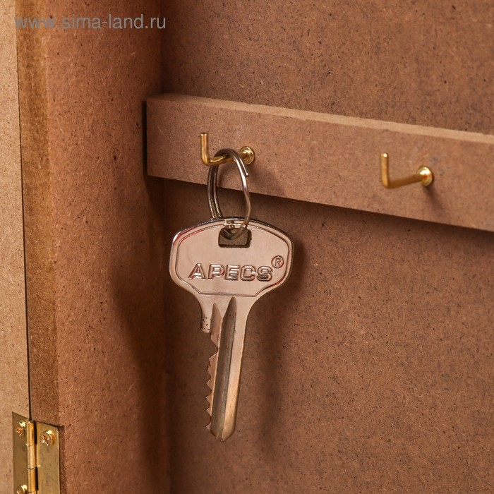 Ключница дерево 6 крючков Ключница дерево 6 крючков "Пальмовый лист и греческий узор" 25,5х20,5х6,5 см