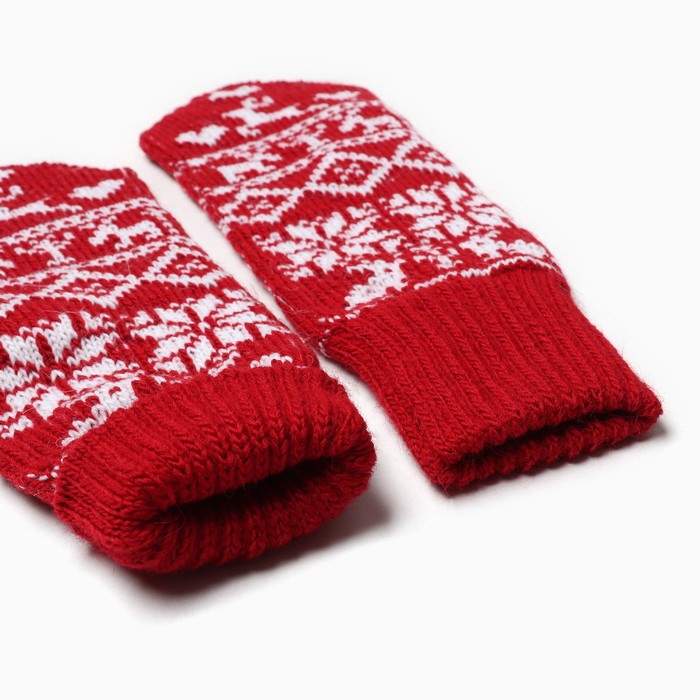 Варежки женские, цвет красный, размер 18 Варежки женские, цвет красный, размер 18