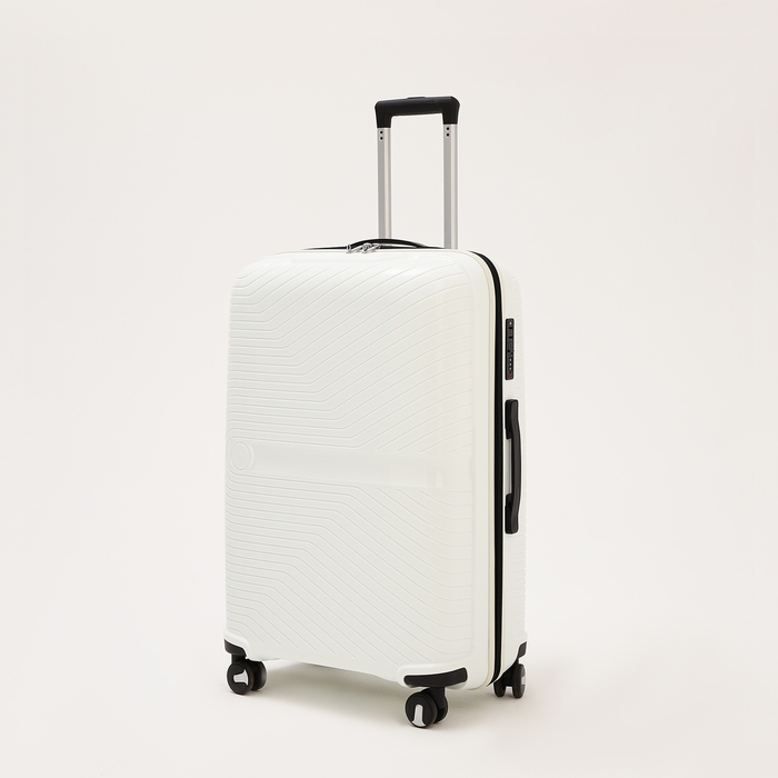 Чемодан большой 100 л (L), отдел на молнии, кодовый замок, 4 колеса, цвет белый Чемодан большой 100 л (L), отдел на молнии, кодовый замок, 4 колеса, цвет белый