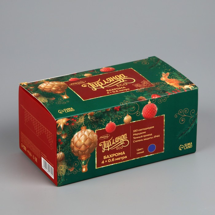 Гирлянда «Бахрома» 4 × 0.6 м, IP44, тёмная нить, 180 LED, свечение синее, мерцание белым, 220 В Гирлянда «Бахрома» 4 × 0.6 м, IP44, тёмная нить, 180 LED, свечение синее, мерцание белым, 220 В